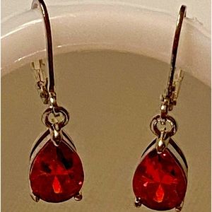 Simulated Garnet Leverback Earrings